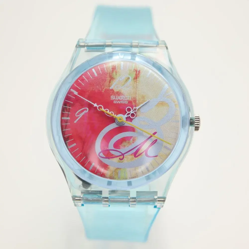 Swatch Bouquet Pour Maman Blue Pink 34mm Womens Watch Swiss Made w New Battery